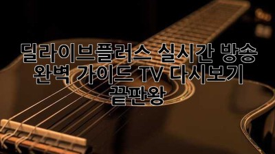 딜라이브플러스 실시간 방송 완벽 가이드: TV 다시보기 끝판왕!